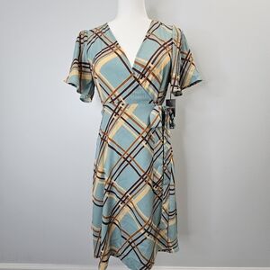 Elegant Pattern Butterfly Flutter Sleeve Wrap Dress